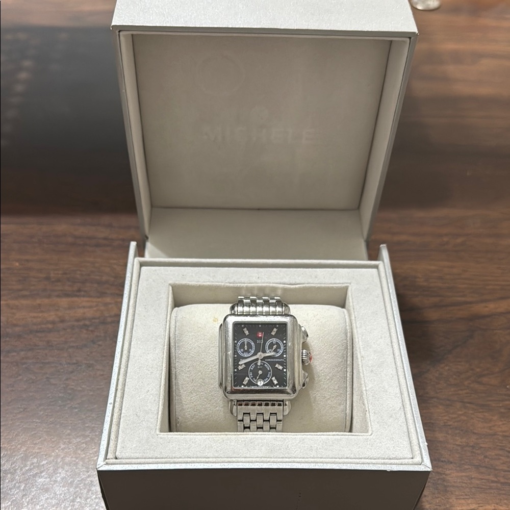 Michele Silver Deco Watch